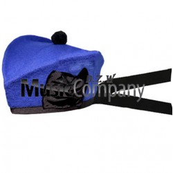 Royal Blue Glengarry Hat with Black Ball Pom Pom