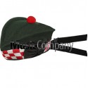 Diced Special Forces Green Glengarry Hat with Red Ball Pom Pom
