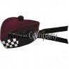 Diced Airborne Maroon Glengarry Hat with Maroon Ball Pom Pom