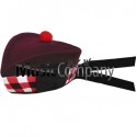 Diced Airborne Maroon Glengarry Hat with Red Ball Pom Pom