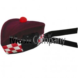 Diced Airborne Maroon Glengarry Hat with Maroon Ball Pom Pom