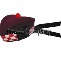 Diced Airborne Maroon Glengarry Hat with Red Ball Pom Pom