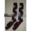 Maroon/White/Green Scottish/Highland Wool Kilt Hose/Sock