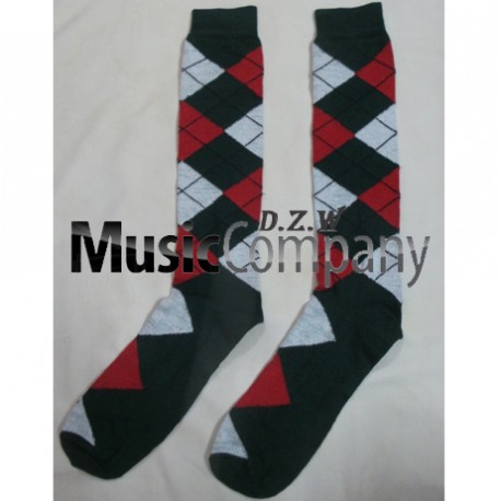 Green/Red/White Scottish/Highland Wool Kilt Hose/Sock