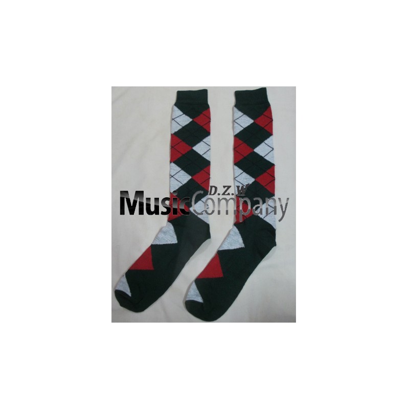 thumbnail image 2 of Highland Men's Kilt Dress Socks – Scottish Outfit Hose – GREEN, BLACK, WHITE WOOL 2 of 5