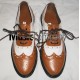 Brown/White Ghillie Brogues Leather Upper with Leather Sole