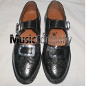 Black Silver Buckle Kilt Ghillie Brogues Leather Upper with Leather Sole