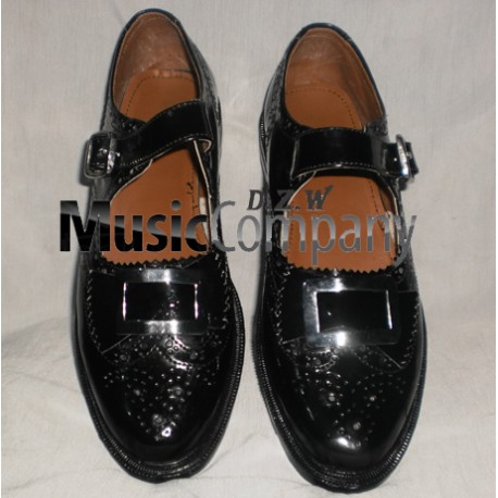 Black Silver Buckle Kilt Ghillie Brogues with PVC Sole
