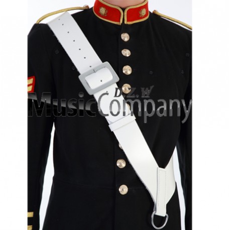 White Leather Side/Tenor Drum Sling