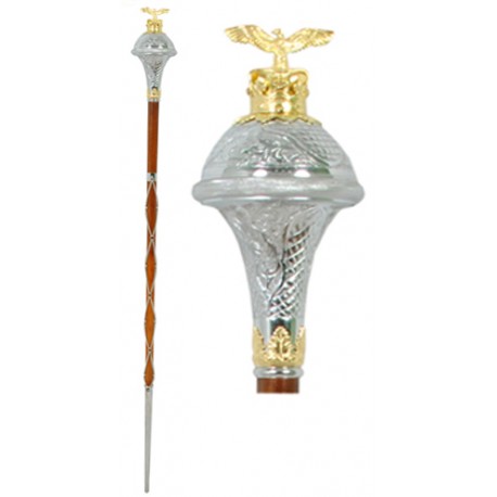 Engraved Head Drum Major Mace Stick