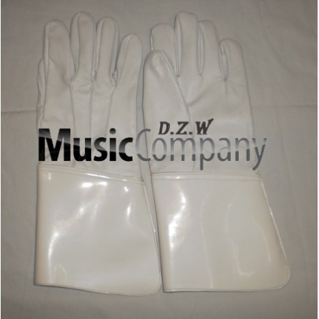 White Leather Drum Majors Gauntlet Gloves